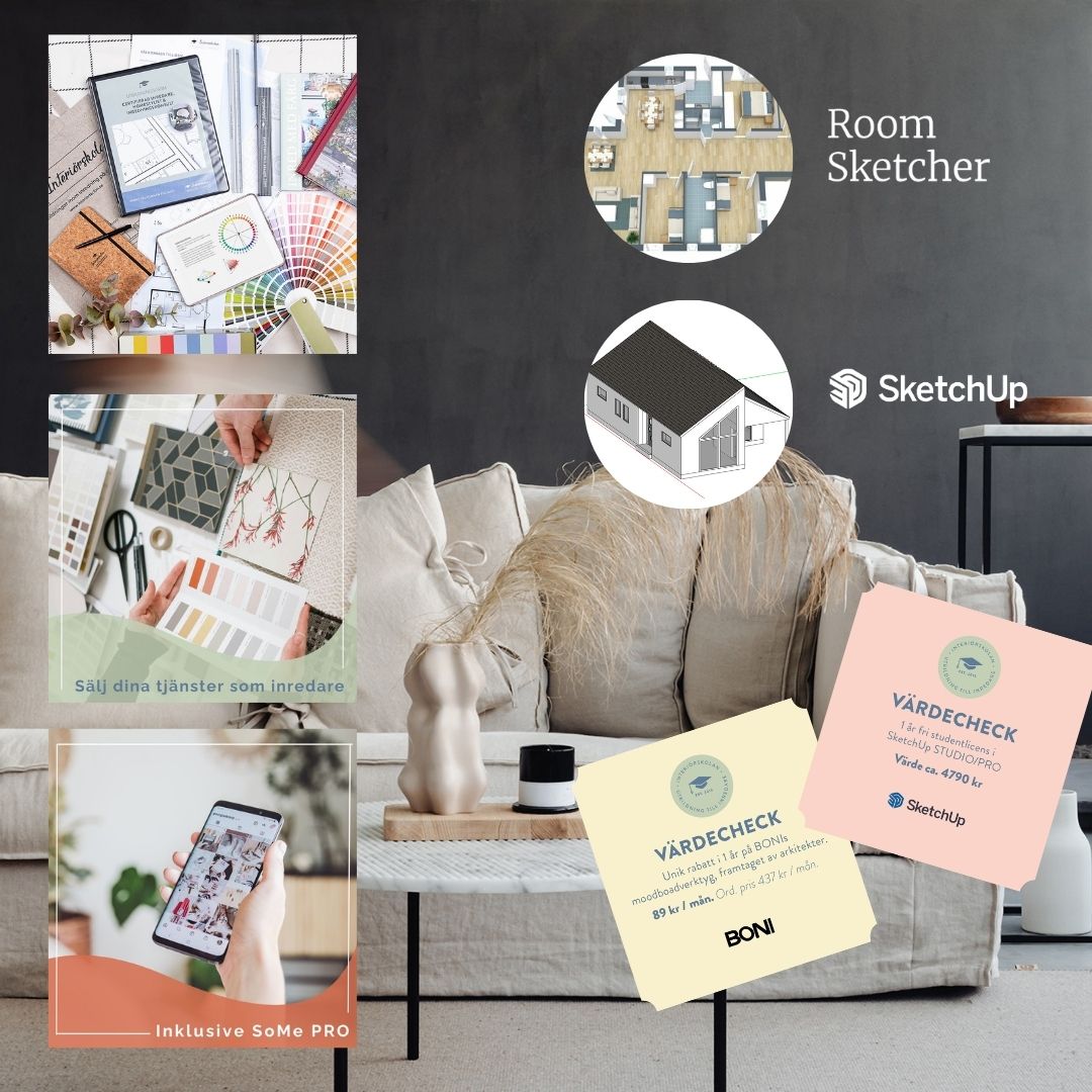 Certifierad Inredare distans inkl. SketchUp, Sälj dina tjänster som inredare & SoMe PRO